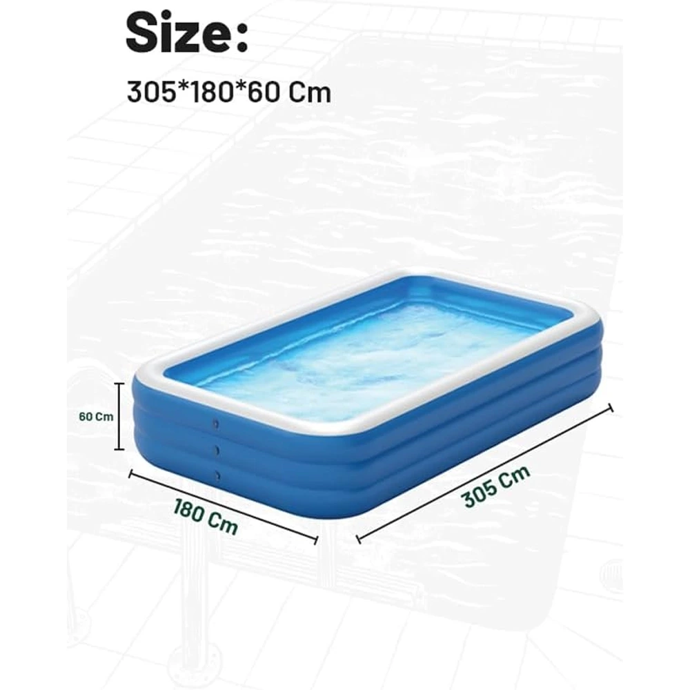 Green Lion Inflatable Small Swimming Pool - Blue (305*180*60CM)-139574 Green Lion Inflatable Small Swimming Pool - Blue (305*180*60CM)-139574