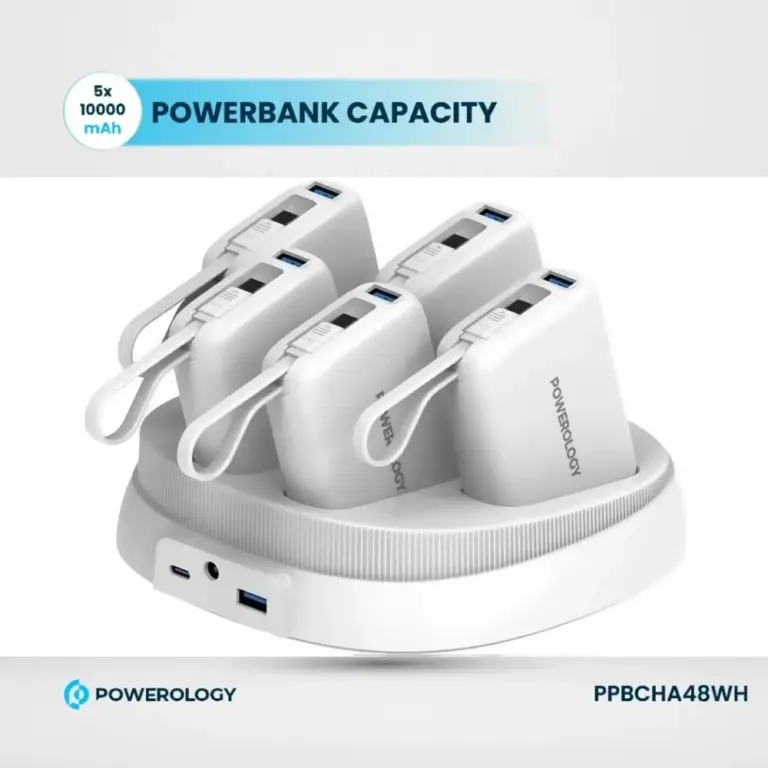 Powerology × 5 10000mAh Power Bank Station - White-0