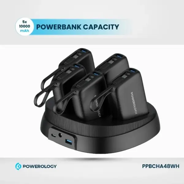 Powerology × 5 10000mAh Power Bank Station - Black-0