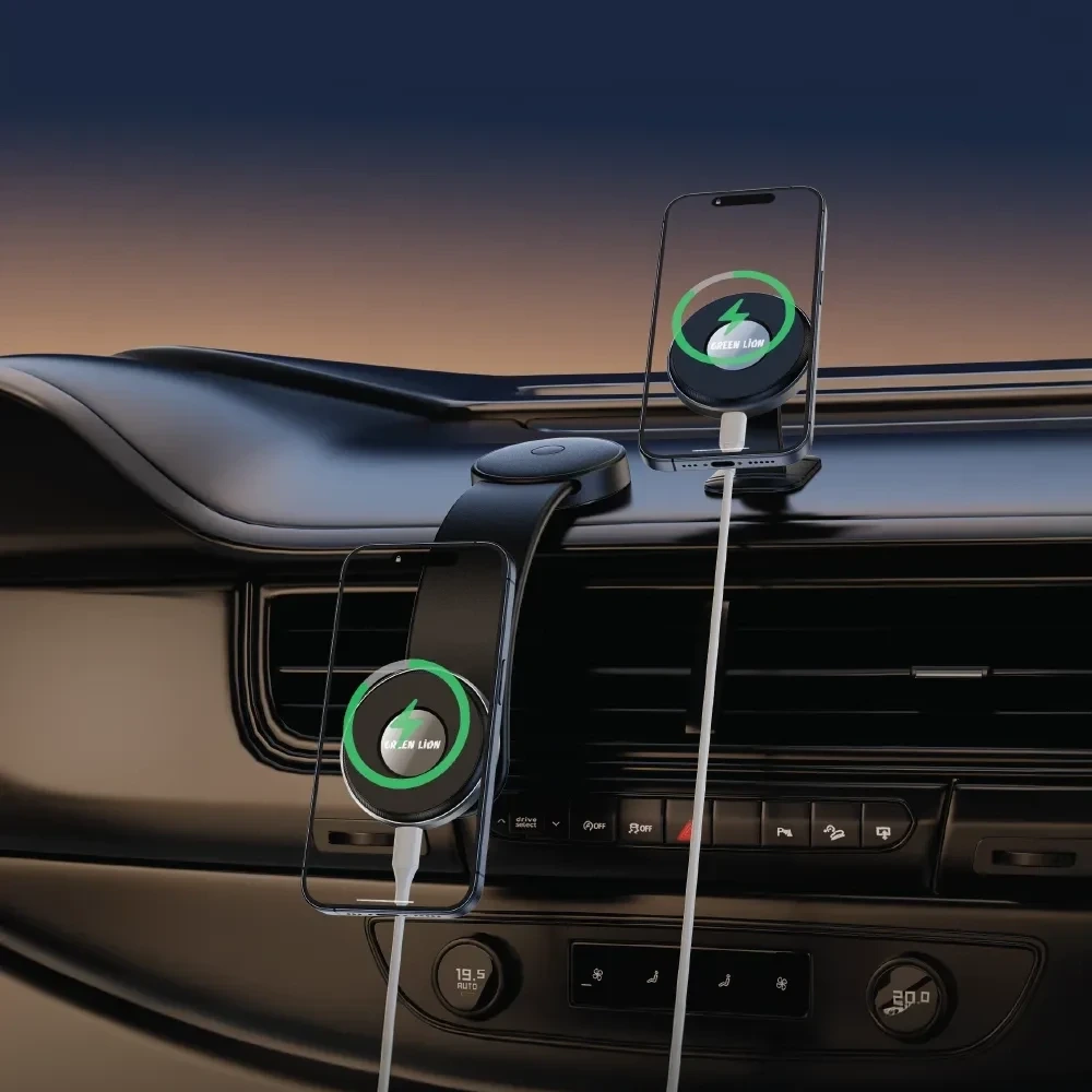 Green Lion 2 in1 Magflex Wireless Car Charger - Black-0 Green Lion 2 in1 Magflex Wireless Car Charger - Black-0