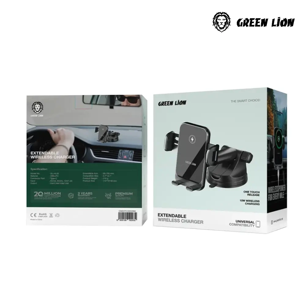 Green Lion Extendable Wireless Charger - Black-139640 Green Lion Extendable Wireless Charger - Black-139640