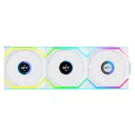LIAN LI UNI FAN SL Wireless LCD Reverse Blade 120mm ARGB Case Fans with 1.6” LCD Screen (3 Pack) - White-thumbnail
