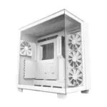 NZXT H9 Flow Dual Chamber Mid Tower Two Panel Front & Left Side Tempered Glass Case with 4 Non RGB Fans - White-0