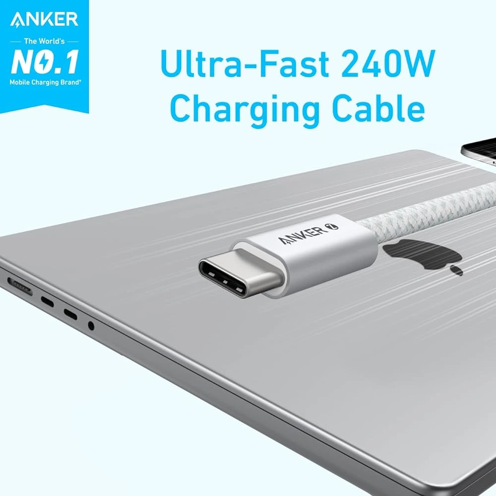 Anker Zolo Cable USB-C to USB-C 240W (1.8m/6ft) -White-0 Anker Zolo Cable USB-C to USB-C 240W (1.8m/6ft) -White-0