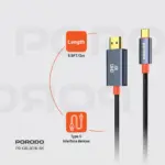 Porodo Woven Cable Type-c To Hdmi - Black-142583