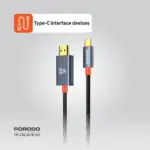 Porodo Woven Cable Type-c To Hdmi - Black-142584