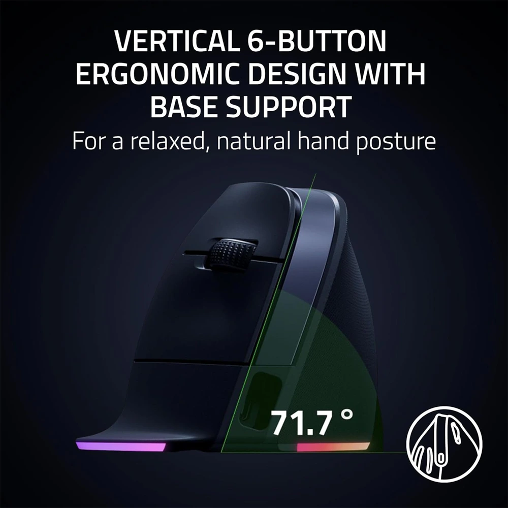 Razer Pro Click V2 Vertical Wireless Mouse: 6 Button Ergonomic Design-143067 Razer Pro Click V2 Vertical Wireless Mouse: 6 Button Ergonomic Design-143067