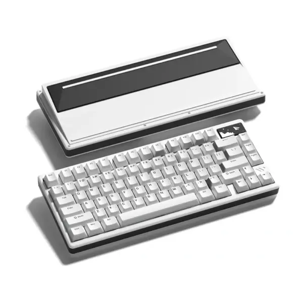 Womier SK71 Pro – 75% Wireless Aluminum Mechanical Keyboard with VIA Support - White with POM Piano switches English And Arabic-0