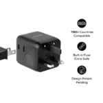 Momax 1-World Travel Adaptor - Black (UA19D)-141121