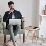 Momax Cymbal Multifunctional Foldable Smart Table With Wireless Charging, Speakers, USB-C Ports, and LED Lighting Effects-0