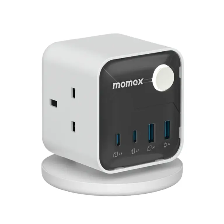 Momax 1-Charge Work Flow 3-Outlet GaN Power Cube 30W with USB Ports - White (US20UKW)-0