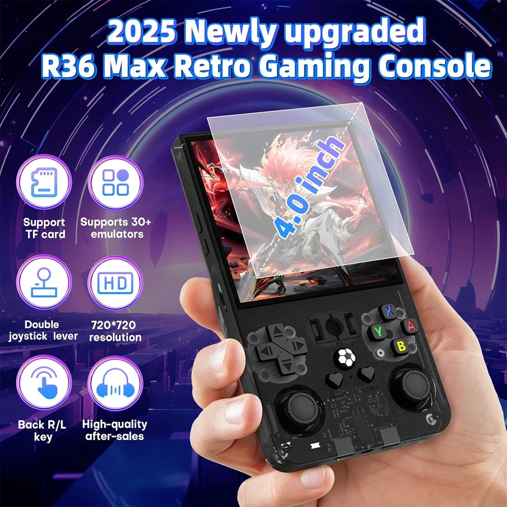 R36 Max Retro Handheld Game Console With 64G Built-in 10000+ Games - Transparent Red-141225 R36 Max Retro Handheld Game Console With 64G Built-in 10000+ Games - Transparent Red-141225