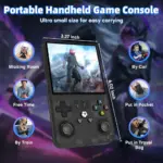 R36 Max Retro Handheld Game Console With 64G Built-in 10000+ Games - Transparent Red-141226