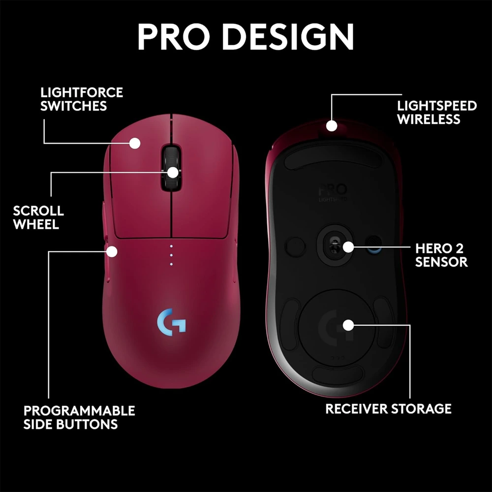 Logitech PRO 2 LIGHTSPEED Wireless Gaming Mouse - Pink-141897 Logitech PRO 2 LIGHTSPEED Wireless Gaming Mouse - Pink-141897