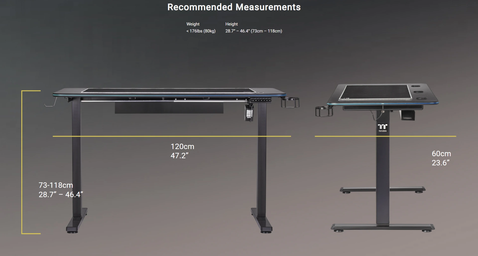 Thermaltake GT120 RGB electrically height-adjustable Gaming Desk-142143 Thermaltake GT120 RGB electrically height-adjustable Gaming Desk-142143