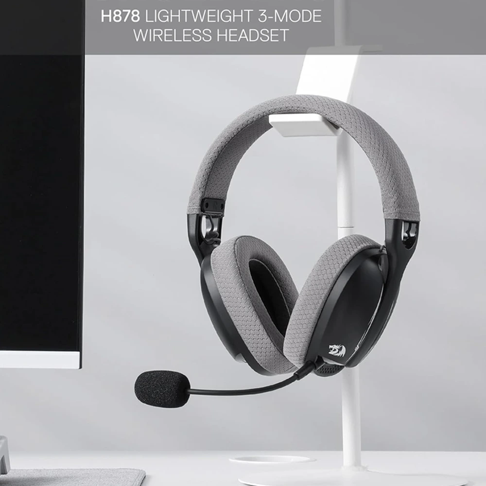 Redragon H878 3-mode Wireless Gaming Headset - Black & Gray-0 Redragon H878 3-mode Wireless Gaming Headset - Black & Gray-0