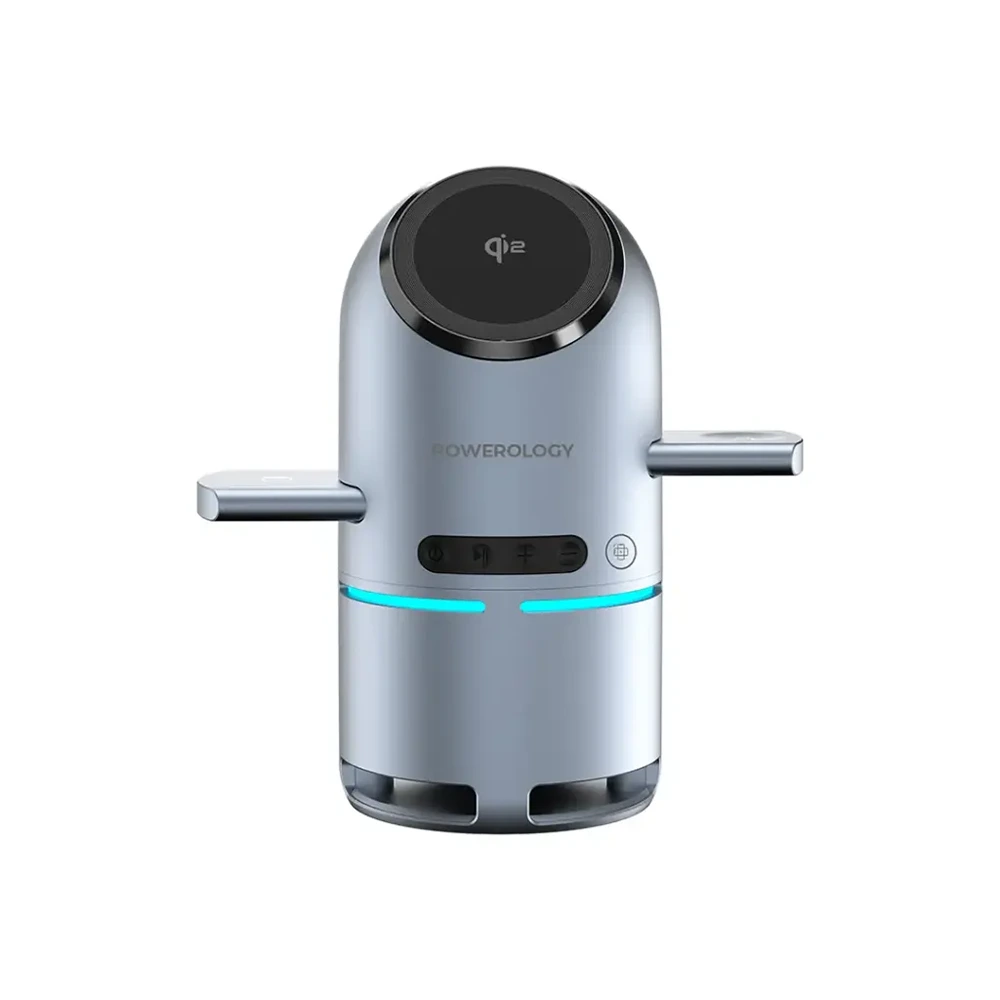 Powerology Qi2 Speaker Charge Station - Gray-142336 Powerology Qi2 Speaker Charge Station - Gray-142336