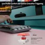 Redragon K626 RGB Wireless Mechanical Keyboard with Number Pad, Triple Mode 75% Low Profile Keyboard-142400