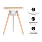 Momax Cymbal Multifunctional Foldable Smart Table With Wireless Charging, Speakers, USB-C Ports, and LED Lighting Effects-141145