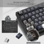 Womier RD75 Pro 75% Wireless Aluminum Keyboard – QMK/VIA Custom Hot-Swappable Design with Quick Release - Anodized Black (English/Arabic)-142544