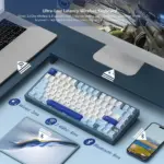 Womier RD75 Pro 75% Wireless Aluminum Keyboard – QMK/VIA Custom Hot-Swappable Design with Quick Release - Anodized Blue (English/Arabic)-142579
