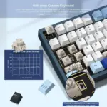 Womier RD75 Pro 75% Wireless Aluminum Keyboard – QMK/VIA Custom Hot-Swappable Design with Quick Release - Anodized Blue (English/Arabic)-142580