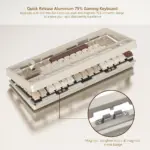 Womier RD75 Pro 75% Wireless Aluminum Keyboard – QMK/VIA Custom Hot-Swappable Design with Quick Release - Powder-Coated Beige (English/Arabic)-142552