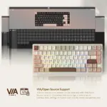 Womier RD75 Pro 75% Wireless Aluminum Keyboard – QMK/VIA Custom Hot-Swappable Design with Quick Release - Powder-Coated Beige (English/Arabic)-142553