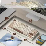 Womier RD75 Pro 75% Wireless Aluminum Keyboard – QMK/VIA Custom Hot-Swappable Design with Quick Release - Powder-Coated Beige (English/Arabic)-142555