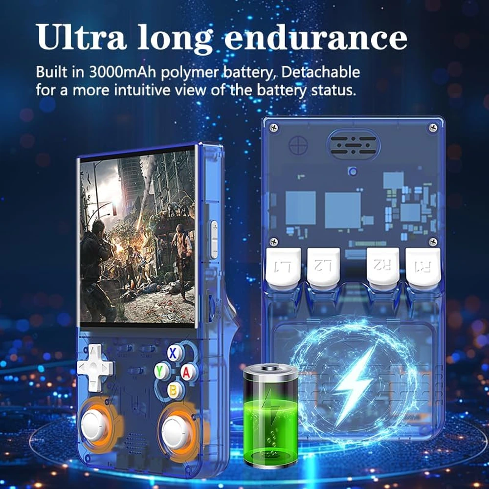 R36 Ultra Retro Handheld Game Console with 64GB - Transparent Blue-142376 R36 Ultra Retro Handheld Game Console with 64GB - Transparent Blue-142376