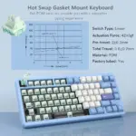 Womier SK75 75% Wireless Aluminum Custom Keyboard – VIA Support, Hot-Swappable - Blue (English/Arabic)-142614