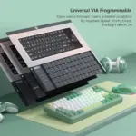 Womier SK75 75% Wireless Aluminum Custom Keyboard – VIA Support, Hot-Swappable - Green (English/Arabic)-142624