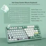 Womier SK75 75% Wireless Aluminum Custom Keyboard – VIA Support, Hot-Swappable - Green (English/Arabic)-142626