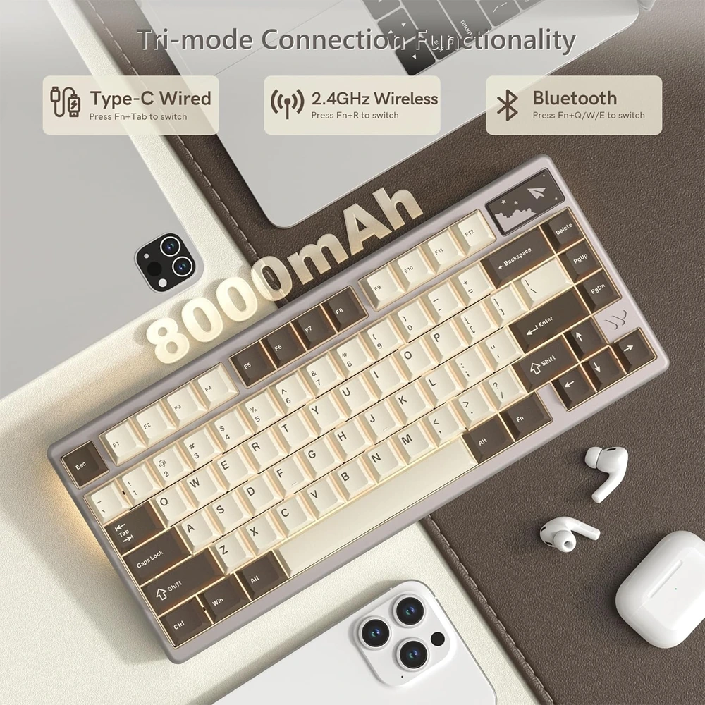 Womier SK71 Pro – 75% Wireless Aluminum Mechanical Keyboard with VIA Support - Desert with POM Vanilla switches-0 Womier SK71 Pro – 75% Wireless Aluminum Mechanical Keyboard with VIA Support - Desert with POM Vanilla switches-0