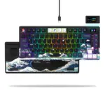 Womier SK80 Gasket-Mounted 75% Mechanical Keyboard with Multimedia Display - Black Kanagawa (English/Arabic)-0