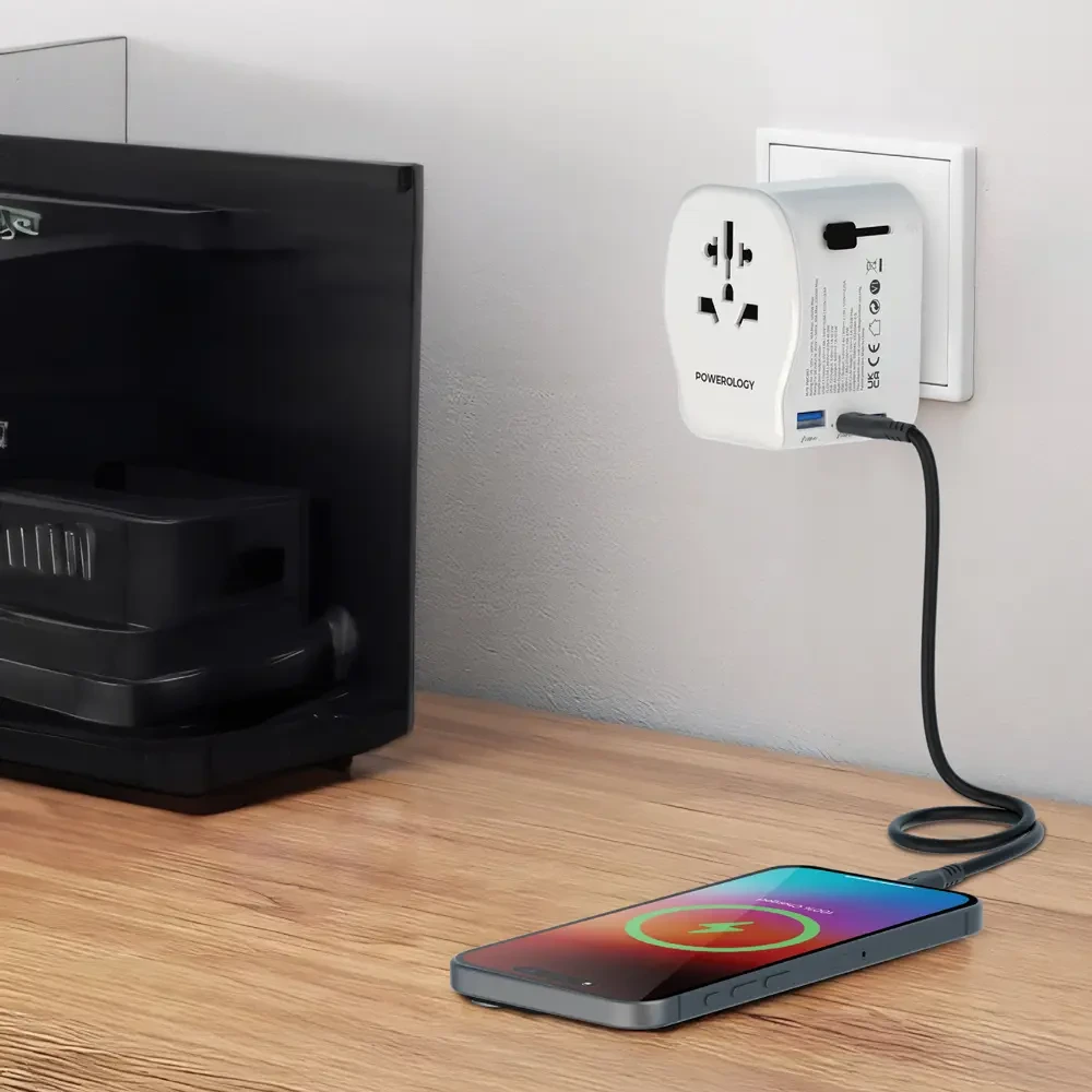 Powerology Universal Travel Adapter 2300W - White-144291 Powerology Universal Travel Adapter 2300W - White-144291