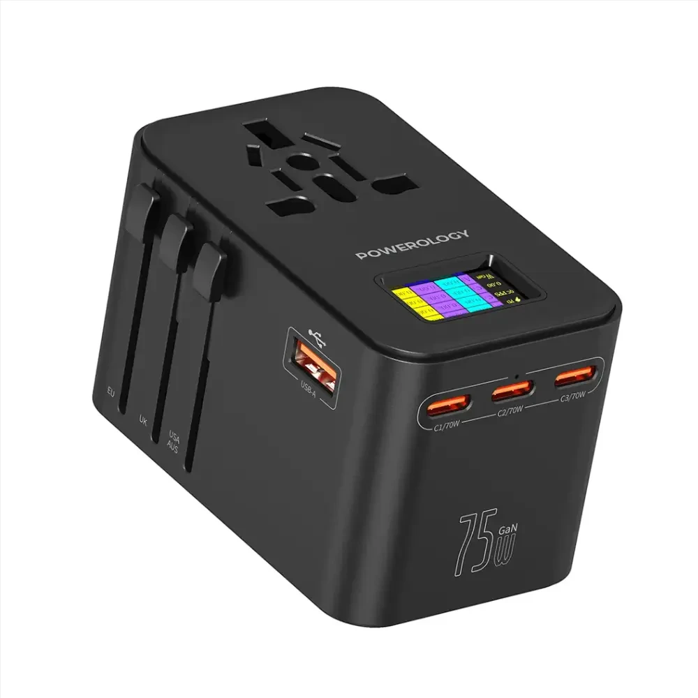Powerology GaN 75W Universal Charger - Black-thumbnail Powerology GaN 75W Universal Charger - Black-thumbnail