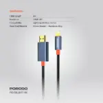 Porodo Woven Cable Lightning to HDMI - Black-144307