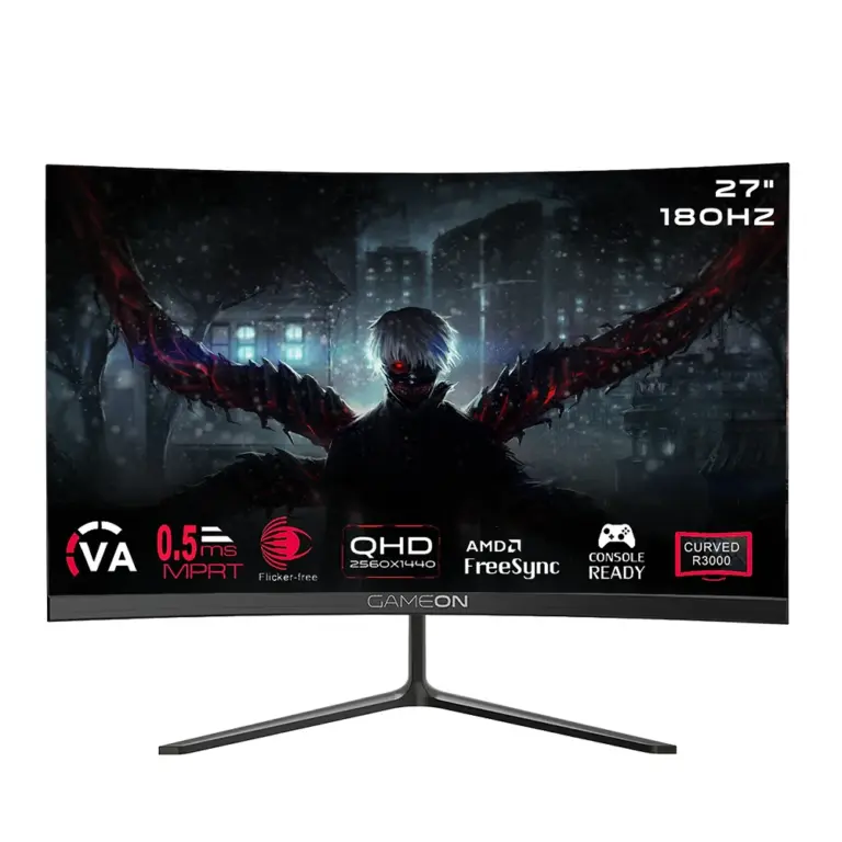 GAMEON GOC27Q180VA Pro Series 27" QHD, 180Hz, MPRT 0.5ms, HDMI 2.1, VA Panel Curved Gaming Monitor (Supports PS5) - Black-0