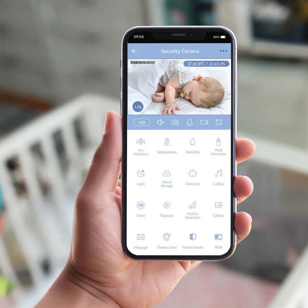 Powerology Monitor & App Baby Camera - Blue/Pink-144412 Powerology Monitor & App Baby Camera - Blue/Pink-144412