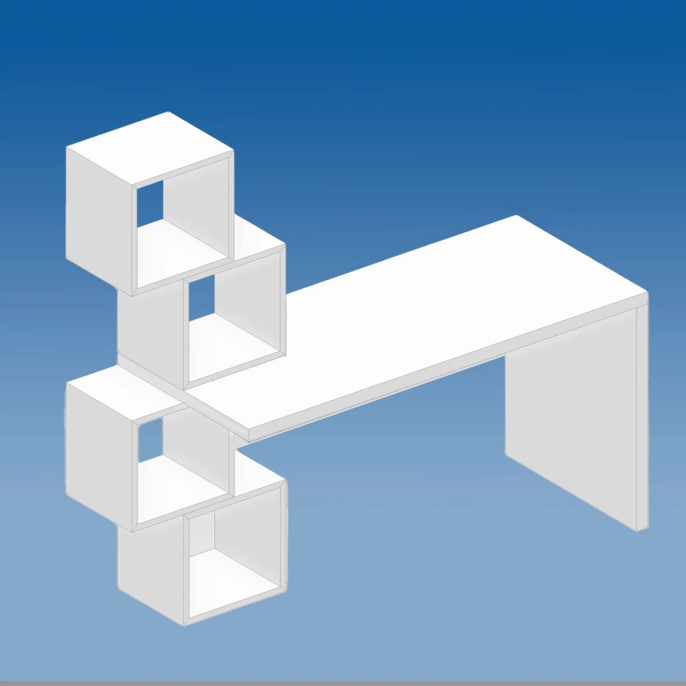 Gaming Desk With Detachable Cube Shelves – White-thumbnail Gaming Desk With Detachable Cube Shelves – White-thumbnail