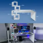 Gaming Desk With Detachable Cube Shelves – White-144443