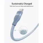 Anker USB-C to USB-C Cable 240W (Upcycled-Braided) (0.9m/3ft) -Blue-144516