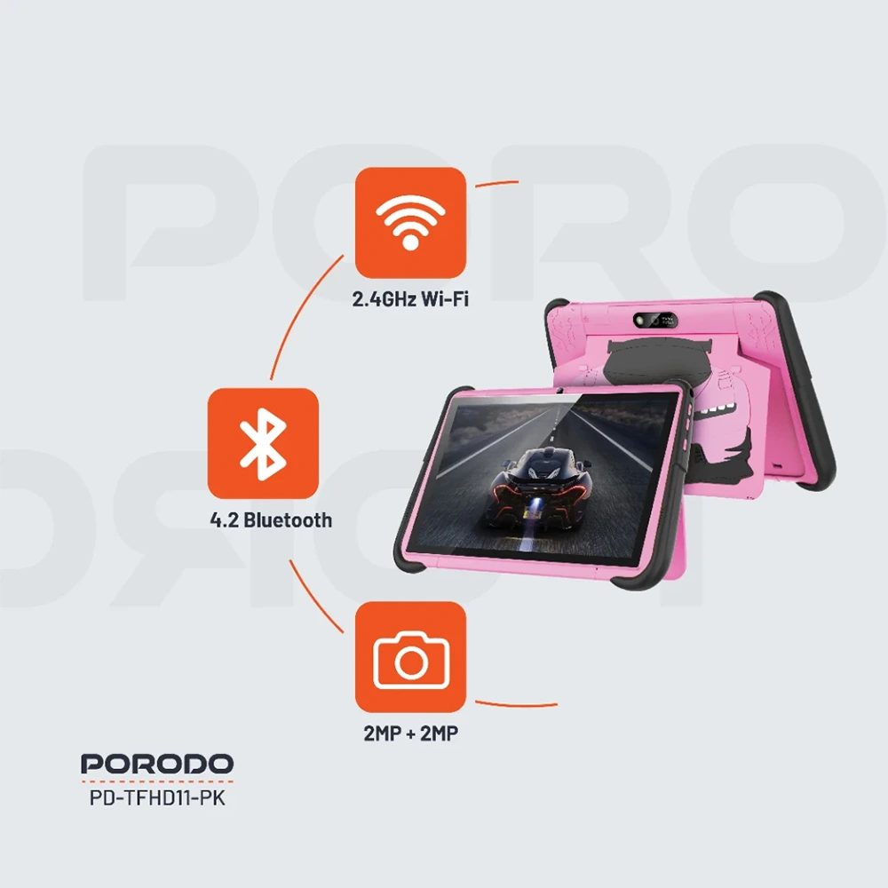 Porodo 10.1" Kids Android Tablet (RAM: 2GB/Storage: 64GB) - Pink-144661 Porodo 10.1" Kids Android Tablet (RAM: 2GB/Storage: 64GB) - Pink-144661