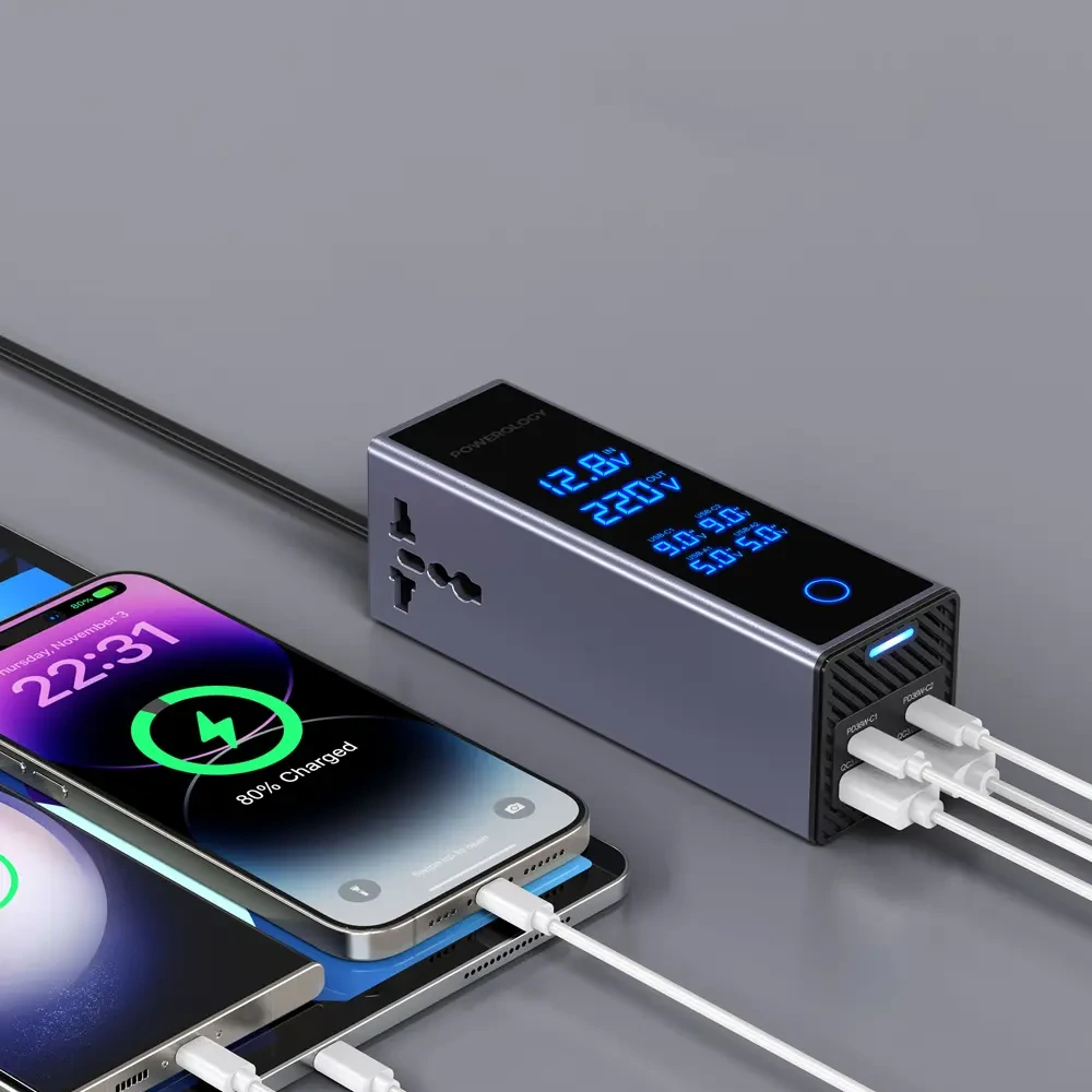 Powerology 2AC Socket Car Power Inverter - Gray-144695 Powerology 2AC Socket Car Power Inverter - Gray-144695