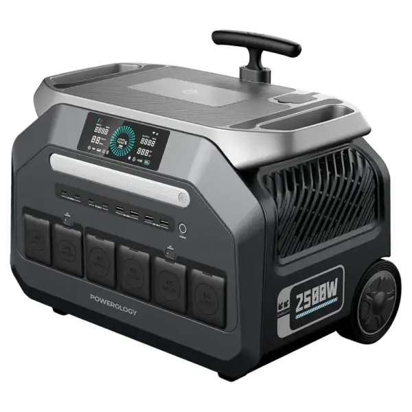 Powerology Solar Input Portable 640000mAh Generator - Black-0