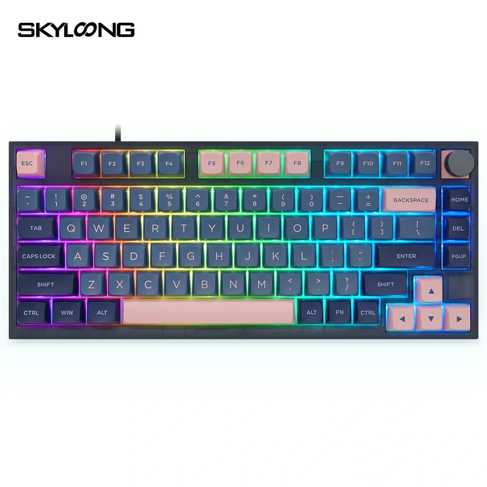 Skyloong Gk75 Wired - Blue/Pink (Mechanical & Hot-swappable Knob) Gaming Keyboard (Switch Gateron 3.0 Blue) English / Arabic Layout-0 Skyloong Gk75 Wired - Blue/Pink (Mechanical & Hot-swappable Knob) Gaming Keyboard (Switch Gateron 3.0 Blue) English / Arabic Layout-0
