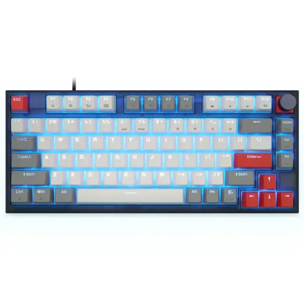 Skyloong Gk75 Wired - Grey-white-red (Mechanical & Hot-swappable Knob) Gaming Keyboard (Switch Gateron 3.0 Yellow) English / Arabic Layout-0