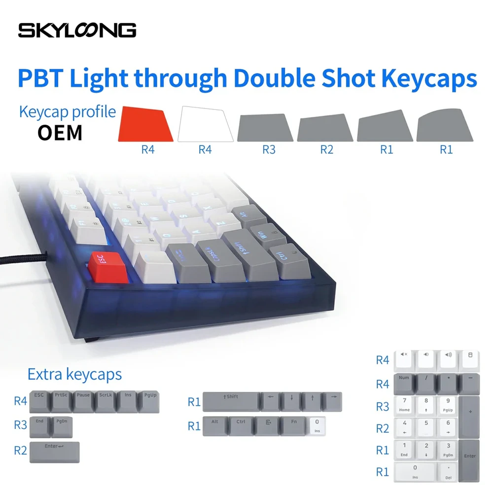 Skyloong Gk75 Wired - Grey-white-red (Mechanical & Hot-swappable Knob) Gaming Keyboard (Switch Gateron 3.0 Yellow) English / Arabic Layout-144740 Skyloong Gk75 Wired - Grey-white-red (Mechanical & Hot-swappable Knob) Gaming Keyboard (Switch Gateron 3.0 Yellow) English / Arabic Layout-144740