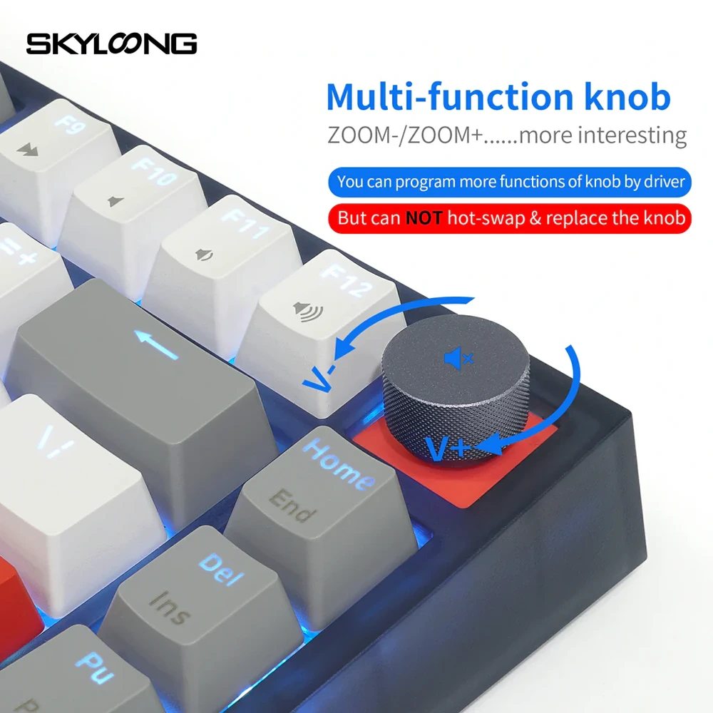 Skyloong Gk75 Wired - Grey-white-red (Mechanical & Hot-swappable Knob) Gaming Keyboard (Switch Gateron 3.0 Yellow) English / Arabic Layout-144742 Skyloong Gk75 Wired - Grey-white-red (Mechanical & Hot-swappable Knob) Gaming Keyboard (Switch Gateron 3.0 Yellow) English / Arabic Layout-144742